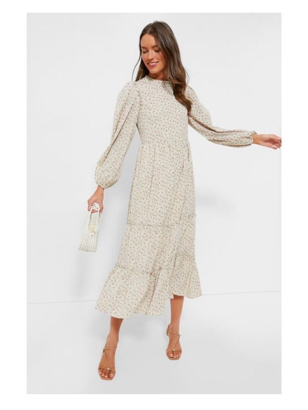Tuckernuck Hyacinth House Cream Floral Jesse Midi Dres Size Medium NWT